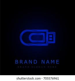 Flash drive blue chromium metallic logo