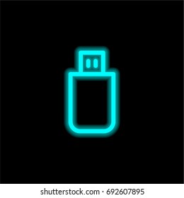 Flash drive blue glowing neon ui ux icon. Glowing sign logo vector
