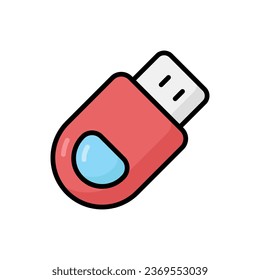 Ilustración de iconos del vector de dibujos animados de Flash Drive. Vector Premium Aislado con Concepto De Icono De Tecnología. Estilo de dibujo plano