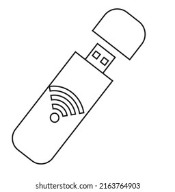 A flash drive with connection icon -  internet illustration - vector