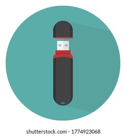Flash drive flat icon with long shadow effect