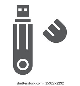 Flash drive glyph icon, technology and device, usb storage sign, vector graphics, a solid pattern on a white background, eps 10.