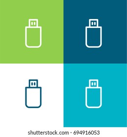Flash drive green and blue material color minimal icon or logo design