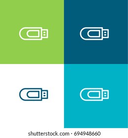Flash drive green and blue material color minimal icon or logo design