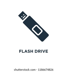 Flash drive icon. Black filled vector illustration. Flash drive symbol on white background. Can be used in web and mobile.