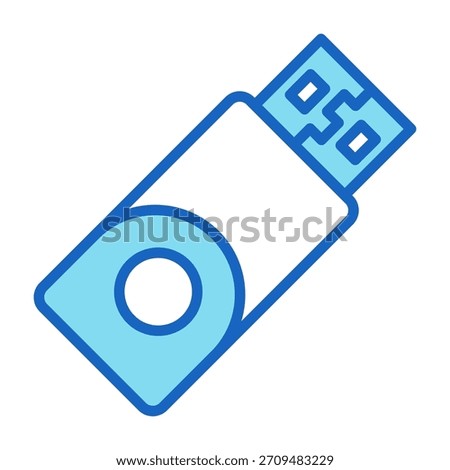 Flash Drive Icon Blue Color Style Vector Illustration