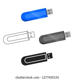 Flash drive icon in cartoon style isolated on white background. Personal computer symbol stock vector illustration.