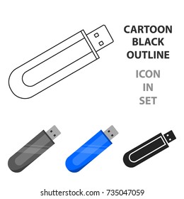 Flash drive icon in cartoon style isolated on white background. Personal computer symbol stock vector illustration.