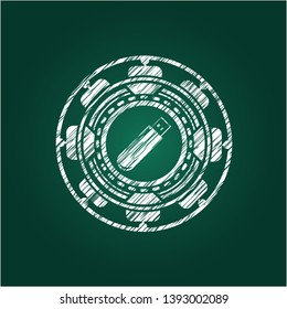 flash drive icon drawn chalk emblem, retro style, chalk or chalkboard texture