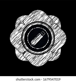 flash drive icon drawn chalk emblem, retro style, chalk or chalkboard texture