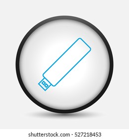 FLASH DRIVE ICON. ELEGANT DESIGN AND ILLUSTRATION. BLUE OUTLINE