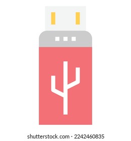FLASH DRIVE ICON FLAT COLOR VECTOR .