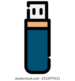 flash drive icon with flat outline style