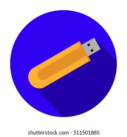 Flash drive icon in flat style isolated on white background. Personal computer symbol stock vector illustration.