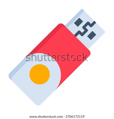 Flash Drive Icon Flat Style Vector Illustration