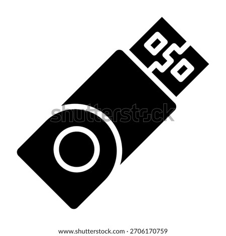 Flash Drive Icon Glyph Style Vector Illustration