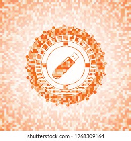 flash drive icon inside abstract orange mosaic emblem