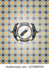flash drive icon inside arabesque emblem. arabic decoration.