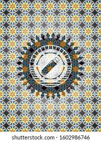 flash drive icon inside arabesque badge. arabic decoration.
