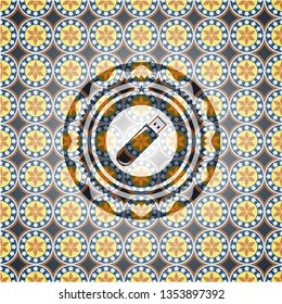 flash drive icon inside arabic emblem. Arabesque decoration.