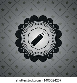 flash drive icon inside black emblem