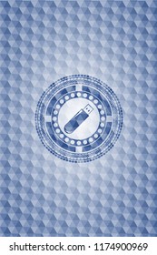 flash drive icon inside blue polygonal badge.