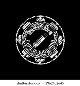 flash drive icon inside chalk emblem written on a blackboard
