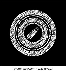 flash drive icon inside chalkboard emblem