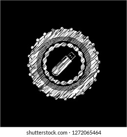 flash drive icon inside chalkboard emblem written on a blackboard