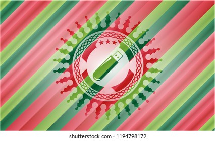 flash drive icon inside christmas style badge..