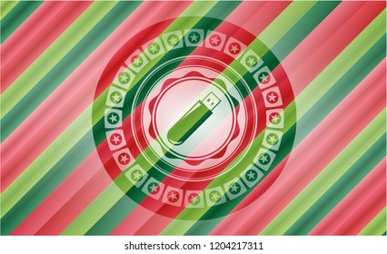 flash drive icon inside christmas colors style badge.