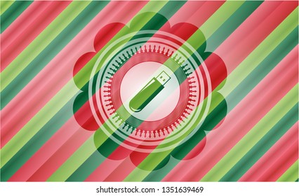 flash drive icon inside christmas badge.