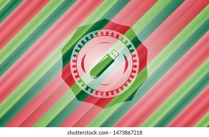 flash drive icon inside christmas emblem.