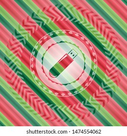 flash drive icon inside christmas emblem background.