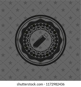 flash drive icon inside dark emblem