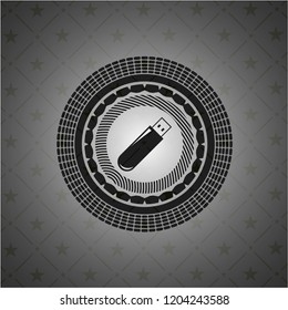 flash drive icon inside dark badge or emblem