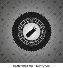 flash drive icon inside dark emblem