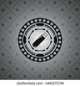 flash drive icon inside dark emblem