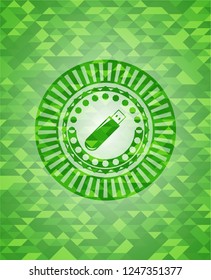 flash drive icon inside green emblem with triangle mosaic background