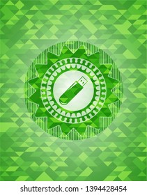 flash drive icon inside green mosaic emblem