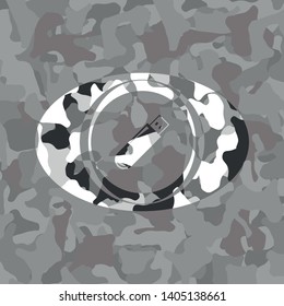 flash drive icon inside grey camo emblem