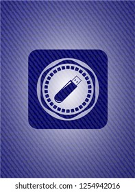 flash drive icon inside jean background