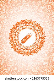 flash drive icon inside orange tile background illustration. Square geometric mosaic seamless pattern with emblem inside.