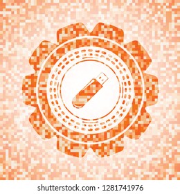 flash drive icon inside orange tile background illustration. Square geometric mosaic seamless pattern with emblem inside.