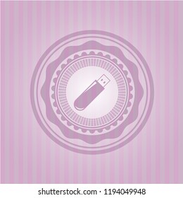 flash drive icon inside pink emblem. Vintage.
