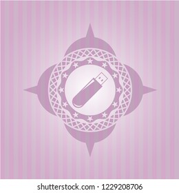 flash drive icon inside pink emblem