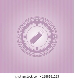 icono de la unidad flash dentro del icono rosa o emblema