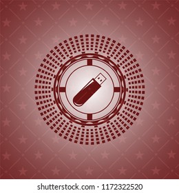 flash drive icon inside realistic red emblem