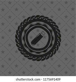 flash drive icon inside realistic black emblem