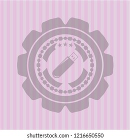 flash drive icon inside realistic pink emblem